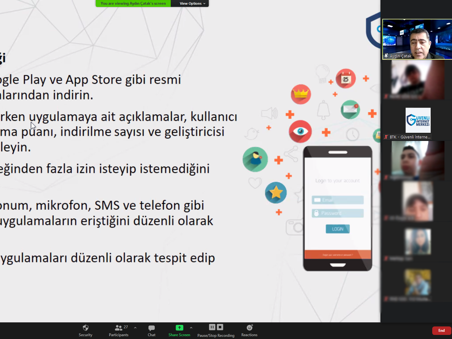 İzmir Konak Rıdvan Nafiz Edgüer Ortaokulu Öğrencilerine Yönelik Online Eğitim
